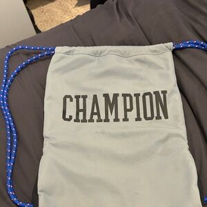 Champion Light Gray Drawstring Backpack